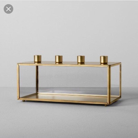 Hearth & Hand Glass and Brass Taper Candle Holder - Picture 3 of 4